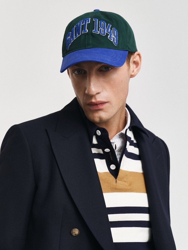 GANT Green 1949 Varsity Arch 100% Cotton Cap - Image 3 of 3 GANT Green 1949 Varsity Arch 100% Cotton Cap - Image 3 of 3