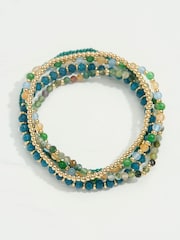FatFace Teal Blue Stretch Stack Bracelet - Image 1 of 2