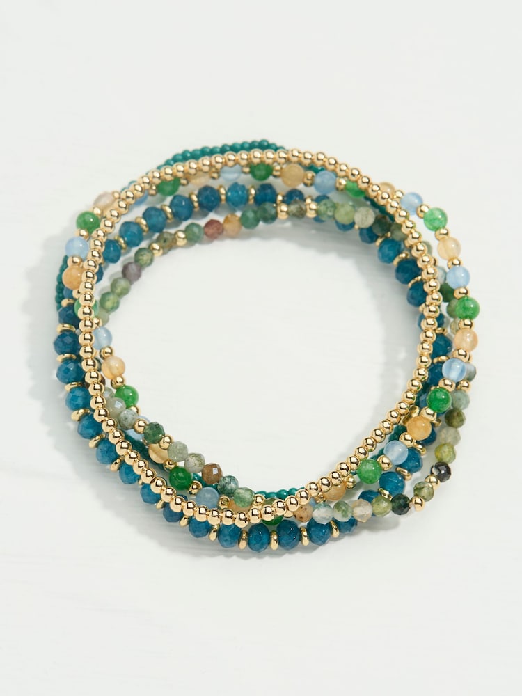 FatFace Teal Blue Stretch Stack Bracelet - Image 1 of 2 FatFace Teal Blue Stretch Stack Bracelet - Image 1 of 2