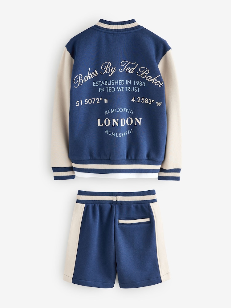 Baker by Ted Baker Navy Varsity Jacket T-Shirt and Shorts Set - Image 10 of 17