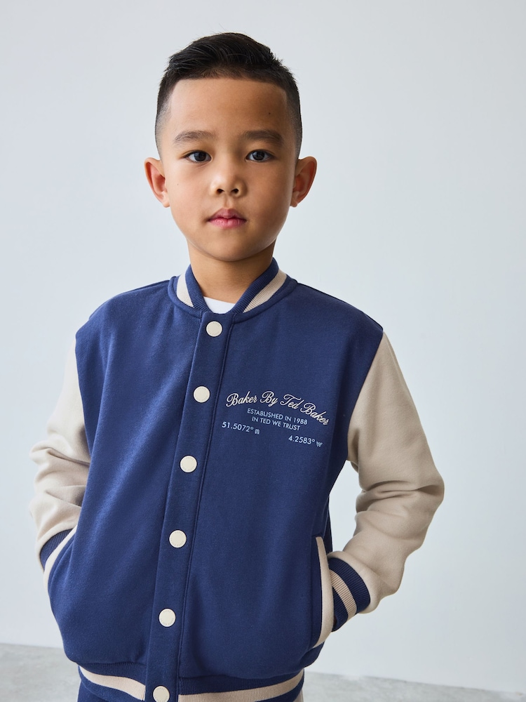 Baker by Ted Baker Navy Varsity Jacket T-Shirt and Shorts Set - Image 3 of 17