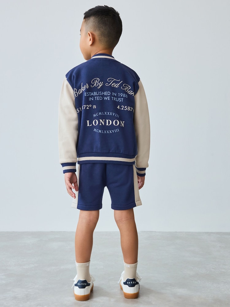 Baker by Ted Baker Navy Varsity Jacket T-Shirt and Shorts Set - Image 4 of 17