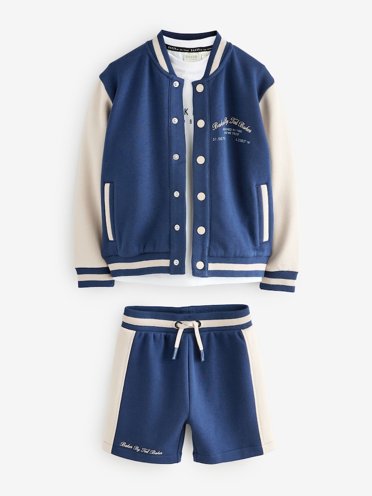 Baker by Ted Baker Navy Varsity Jacket T-Shirt and Shorts Set - Image 9 of 17