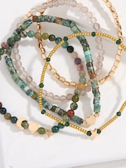 FatFace Green Stretch Stack Bracelet - Image 2 of 2
