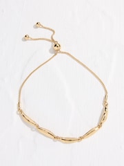 FatFace Gold Tone Hammered Oval Bracelet - Image 1 of 2