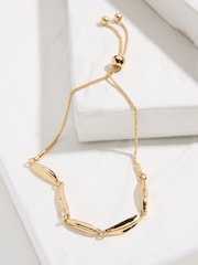 FatFace Gold Tone Hammered Oval Bracelet - Image 2 of 2