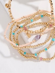 FatFace Gold Tone Stretch Stack Bracelet - Image 2 of 2