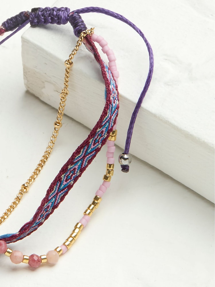 FatFace Purple Woven Bracelet - Image 2 of 2
