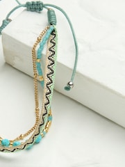 FatFace Teal Blue Woven Bracelet - Image 2 of 2