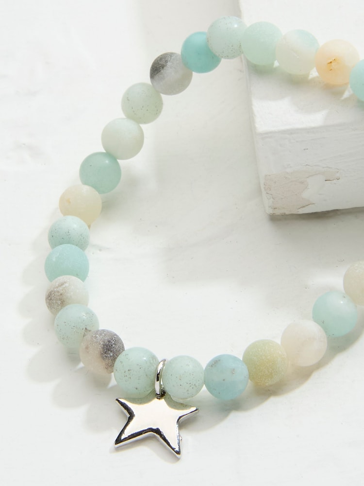 FatFace Green Amazonite Gemstone Stretch Bracelet - Image 2 of 2 FatFace Green Amazonite Gemstone Stretch Bracelet - Image 2 of 2