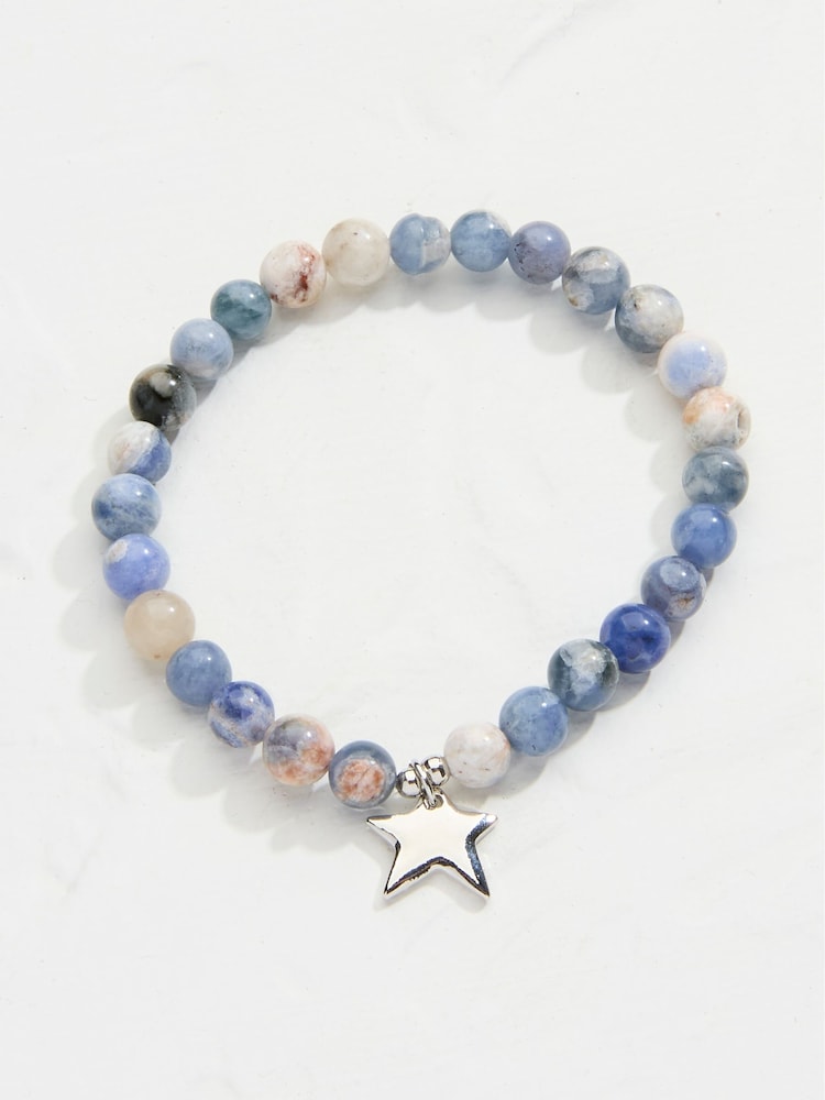 FatFace Navy Sodalite Gemstone Stretch Bracelet - Image 1 of 2