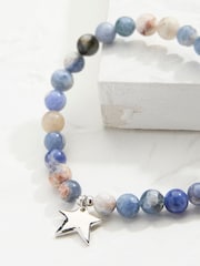 FatFace Navy Sodalite Gemstone Stretch Bracelet - Image 2 of 2