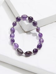 FatFace Purple Amethyst Gemstone Stretch Bracelet - Image 2 of 2