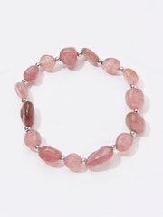 FatFace Pink Strawberry Quartz Stretch Bracelet - Image 1 of 2