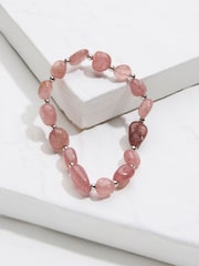 FatFace Pink Strawberry Quartz Stretch Bracelet - Image 2 of 2
