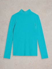 White Stuff Green Camille High Neck T-Shirt - Image 5 of 6