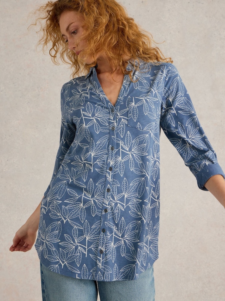 White Stuff Blue Annie Longline 100% Cotton Shirt - Image 1 of 6 White Stuff Blue Annie Longline 100% Cotton Shirt - Image 1 of 6