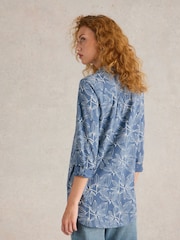 White Stuff Blue Annie Longline 100% Cotton Shirt - Image 2 of 6