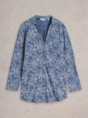 White Stuff Blue Annie Longline 100% Cotton Shirt - Image 5 of 6