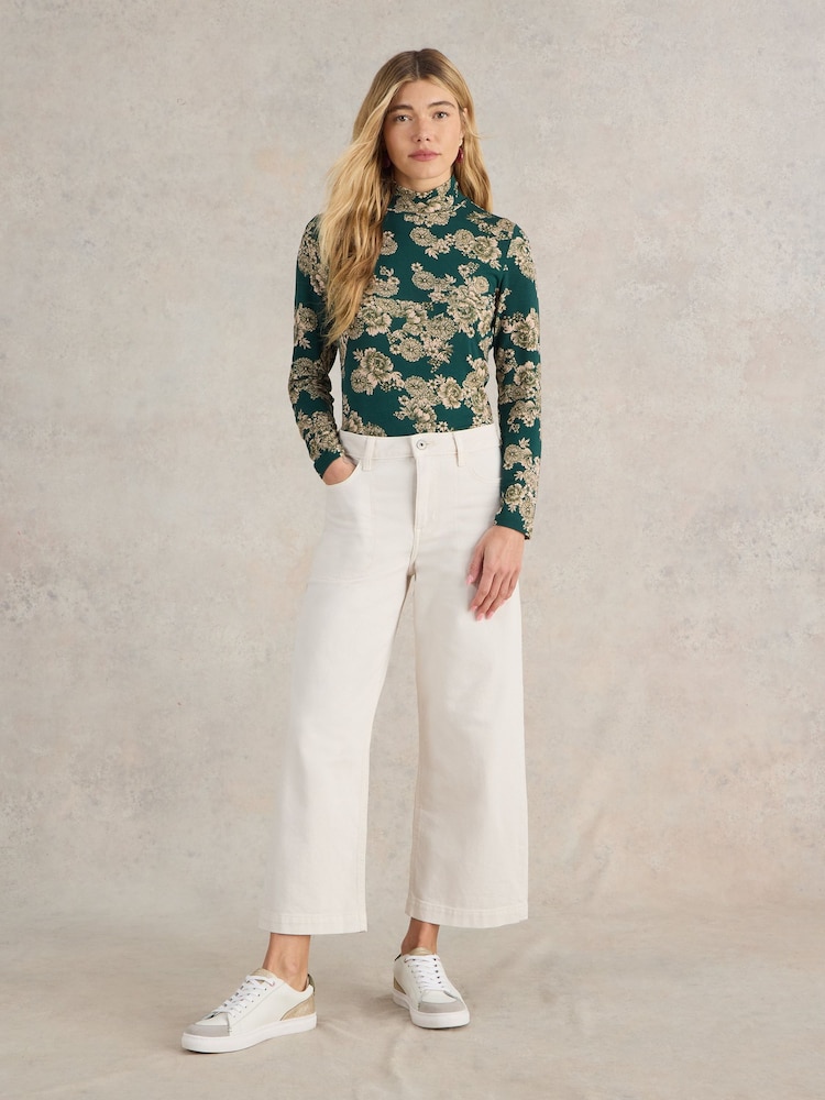 White Stuff Green Camille High Neck T-Shirt - Image 1 of 6 White Stuff Green Camille High Neck T-Shirt - Image 1 of 6