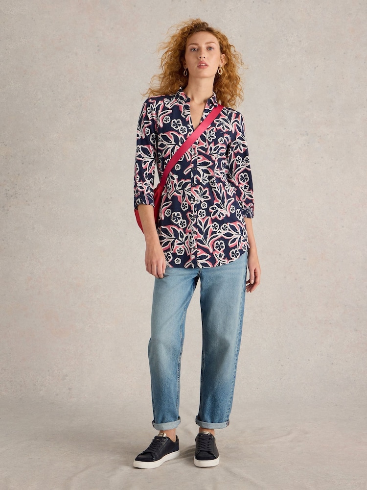 White Stuff Blue Annie Longline 100% Cotton Shirt - Image 1 of 6