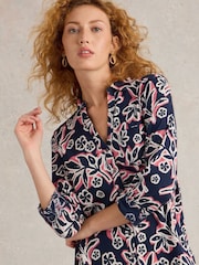 White Stuff Blue Annie Longline 100% Cotton Shirt - Image 3 of 6