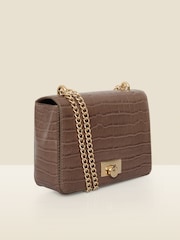 Sosandar Brown Leather Croc Shoulder Bag - Image 4 of 5