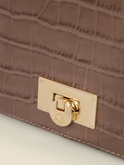 Sosandar Brown Leather Croc Shoulder Bag - Image 5 of 5