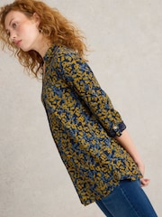White Stuff Blue Annie Longline 100% Cotton Shirt - Image 3 of 6