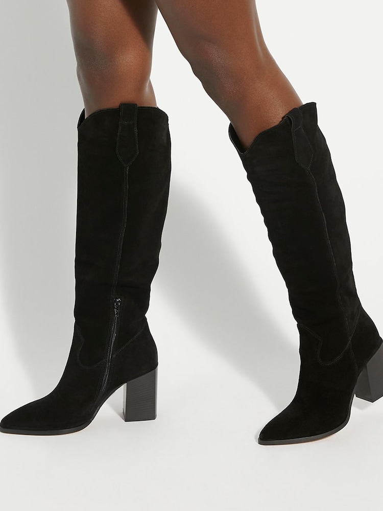 Черный - Dune London Ботинки Tavern Knee High Western - Image 1 of 7