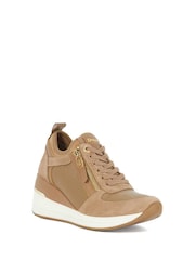 Dune London Brown Standard Fit Eiline 2 Side Zip Wedge Trainers - Image 3 of 6