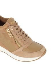 Dune London Brown Standard Fit Eiline 2 Side Zip Wedge Trainers - Image 6 of 6