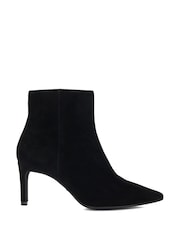 Dune London Black Wide Fit Obsessively Mid Set Back Point Heeled Ankle Boots - Image 2 of 6