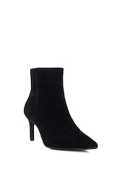 Dune London Black Wide Fit Obsessively Mid Set Back Point Heeled Ankle Boots - Image 3 of 6