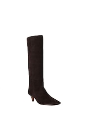 Dune London Brown Slink Angle Mid Heel Knee High Boots - Image 2 of 5