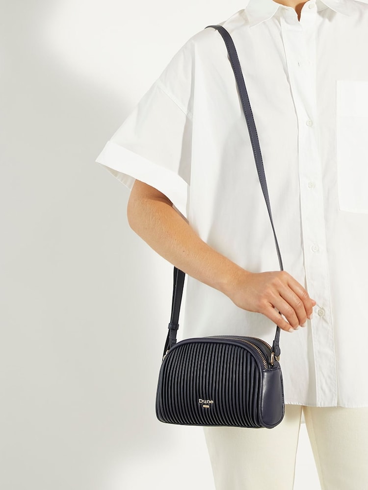 Dune London Blue Detail Pleat Cross-Body Mini Bag - Image 1 of 8 Dune London Blue Detail Pleat Cross-Body Mini Bag - Image 1 of 8