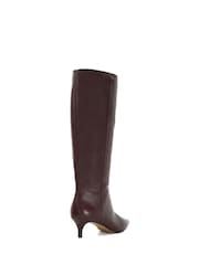 Dune London Brown Standard Fit Smooth Kitten Heel Point Knee-High Boots - Image 4 of 6