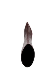 Dune London Brown Standard Fit Smooth Kitten Heel Point Knee-High Boots - Image 5 of 6
