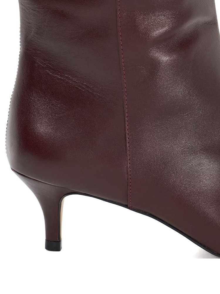 Dune London Brown Standard Fit Smooth Kitten Heel Point Knee-High Boots - Image 6 of 6