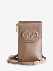 Dune London Brown Samely Debossed Logo Phone Cross-Body Bag - Image 2 of 7