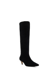 Dune London Black Slink Angle Mid Heel Knee High Boots - Image 2 of 6