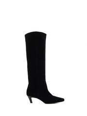 Dune London Black Slink Angle Mid Heel Knee High Boots - Image 3 of 6