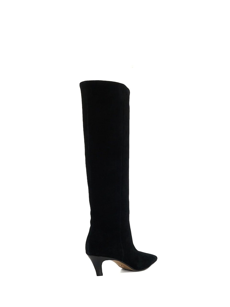 Dune London Black Slink Angle Mid Heel Knee High Boots - Image 4 of 6