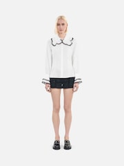 The Kooples White Scallop Collar Blouse - Image 4 of 7