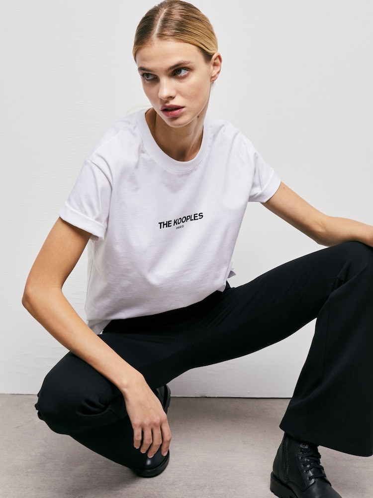 The Kooples White Logo Graphic 100% Cotton T-Shirt - Image 3 of 7