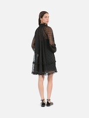 The Kooples Black Sheer High Neck Mini Dress - Image 2 of 5