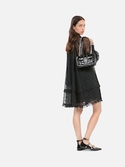 The Kooples Black Sheer High Neck Mini Dress - Image 4 of 5