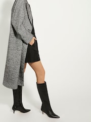 Dune London Black Wide Fit Smooth Kitten Heel Point Knee-High Boots - Image 1 of 6