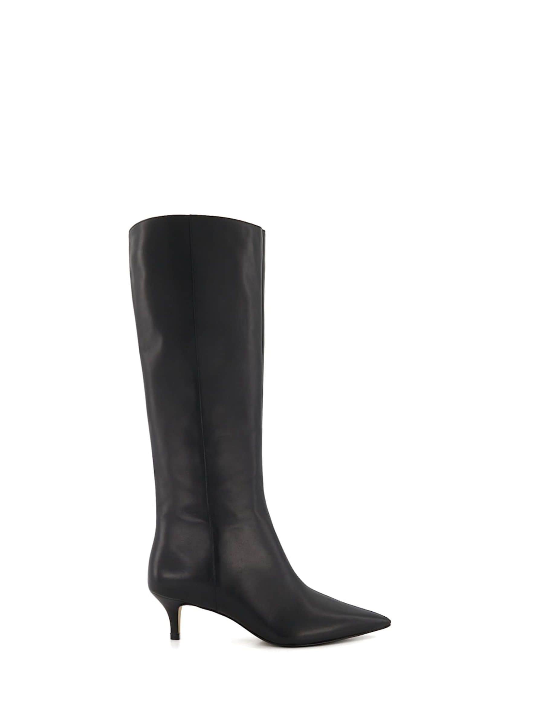Buy Dune London Black Wide Fit Smooth Kitten Heel Point Knee High Boots from Next France