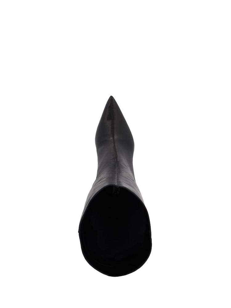 Dune London Black Wide Fit Smooth Kitten Heel Point Knee-High Boots - Image 5 of 6